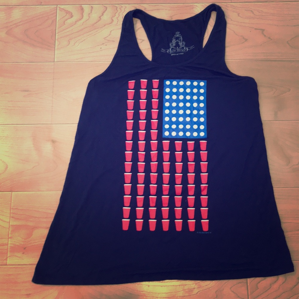 4th of July American flag solo red cup tank S